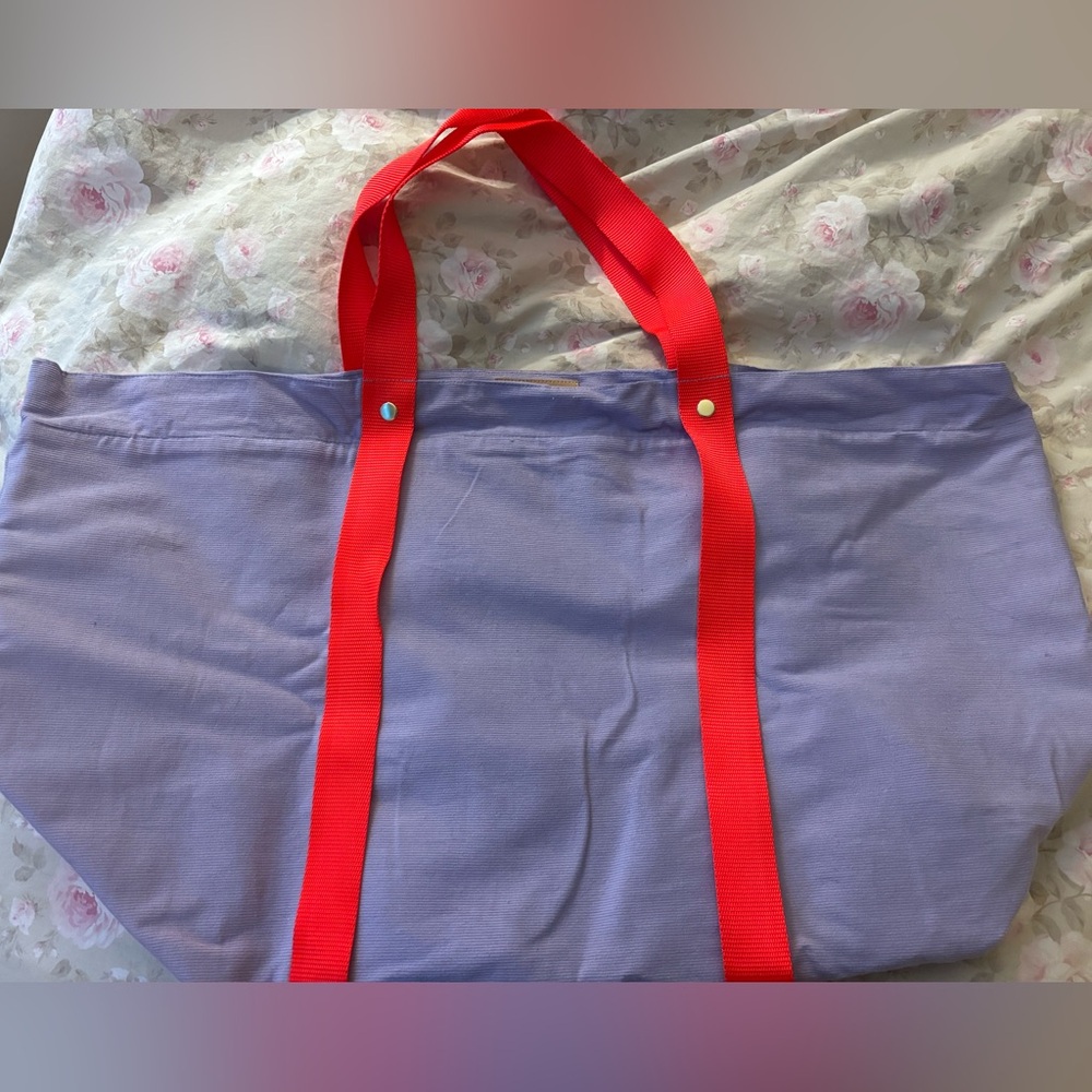 Clare V. Giant Trop Tote RARE NWOT light purple corduroy with neon orange straps